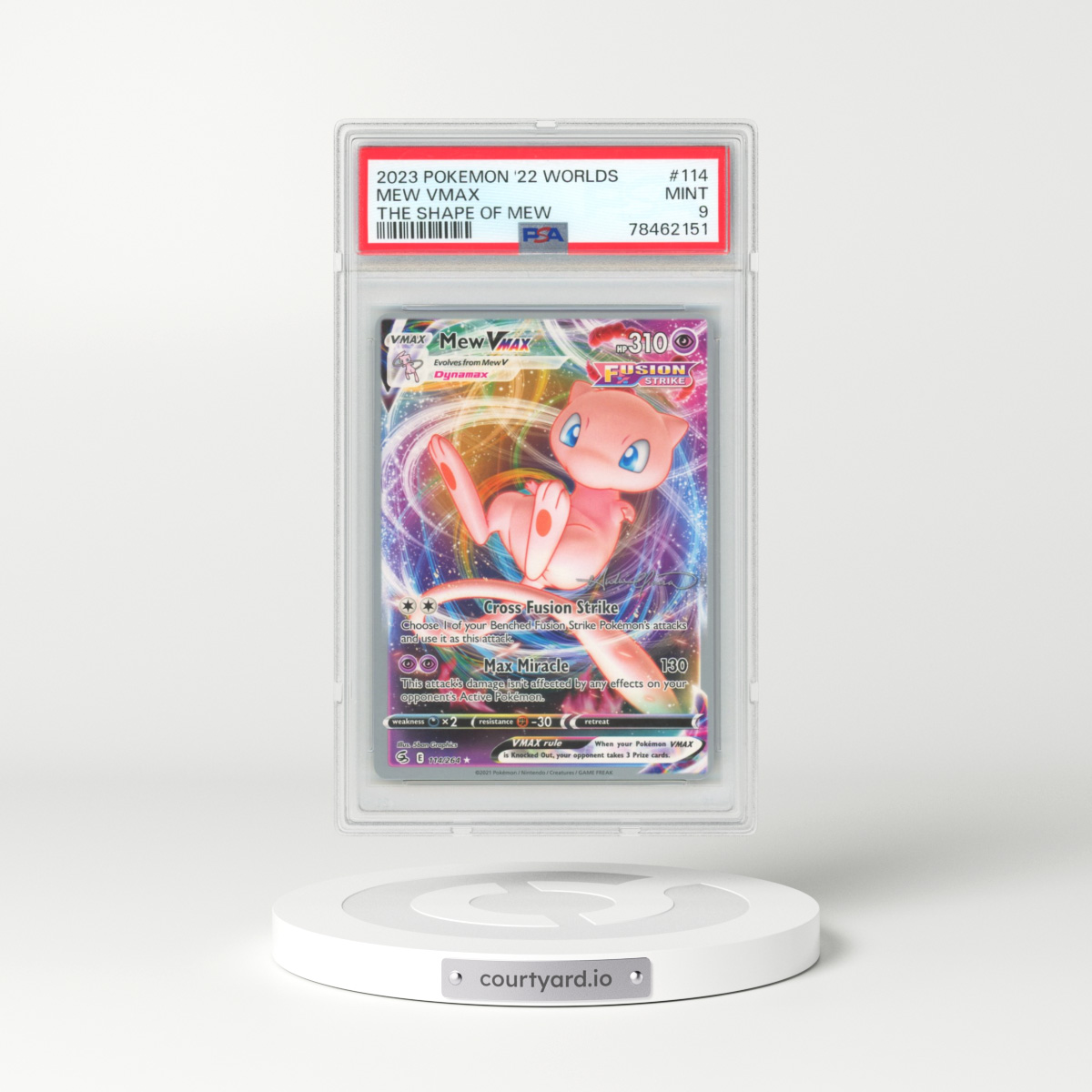 2023 Pokémon 2022 World Championships Deck: the Shape of Mew #114 Mew Vmax - The Shape of Mew (PSA 9 MINT)