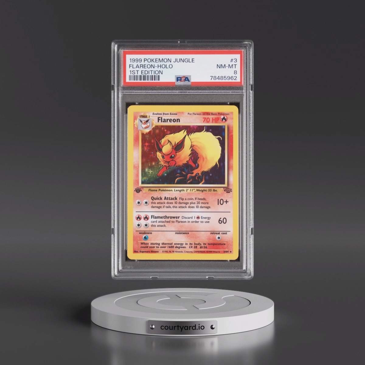 1999 Pokémon Jungle Flareon - 1st Edition Holo #3 PSA 8