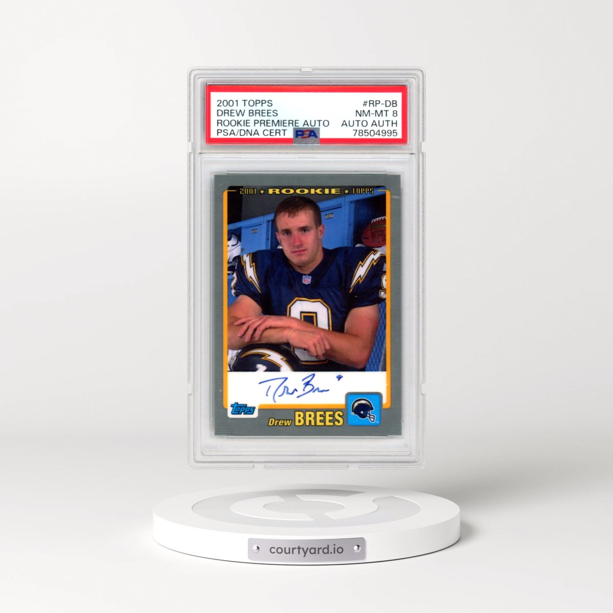 2001 Topps Rookie Premiere Autograph #RP-DB Drew Brees - Rookie Premiere Autograph (PSA 8 NM-MT)