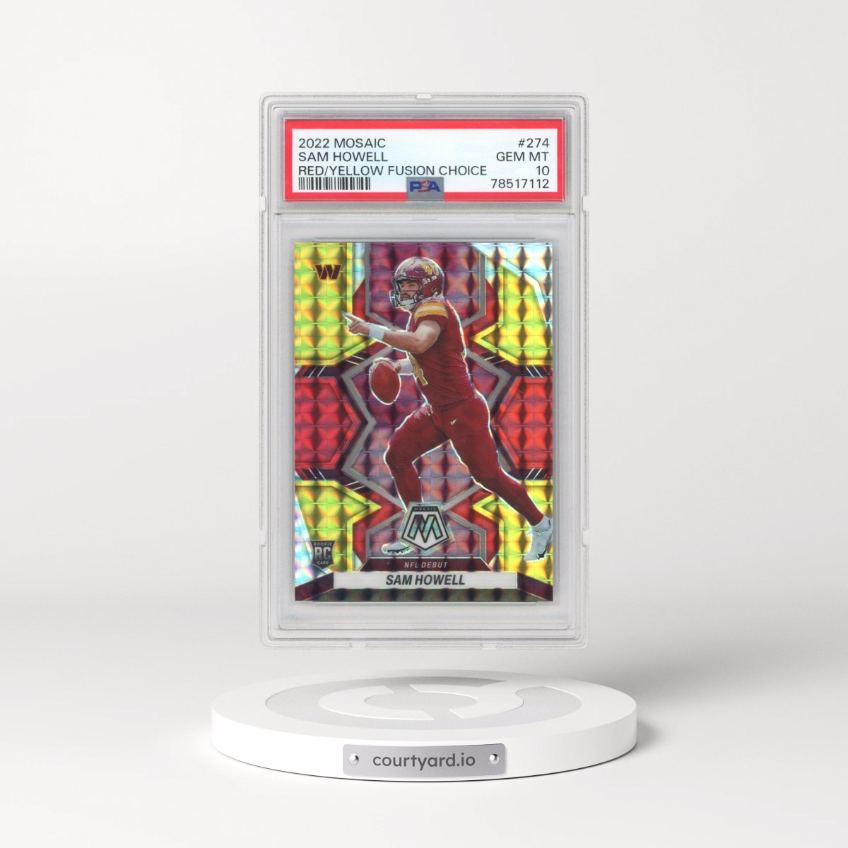 2022 Panini Mosaic #274 Sam Howell - Red/Yellow Fusion Choice (PSA 10 GEM MINT)
