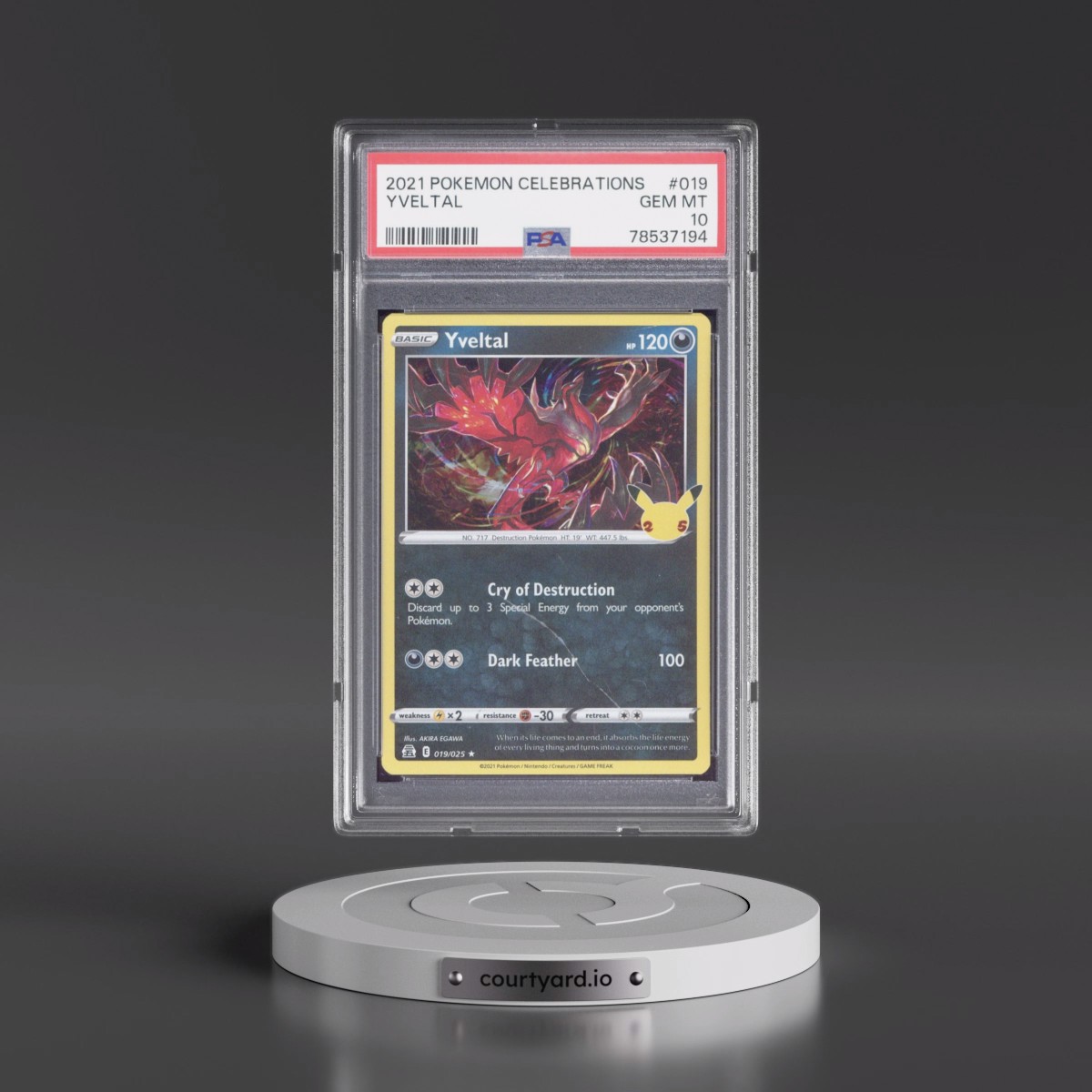 2021 Pokémon Celebrations #019 Yveltal (PSA 10 GEM MINT)