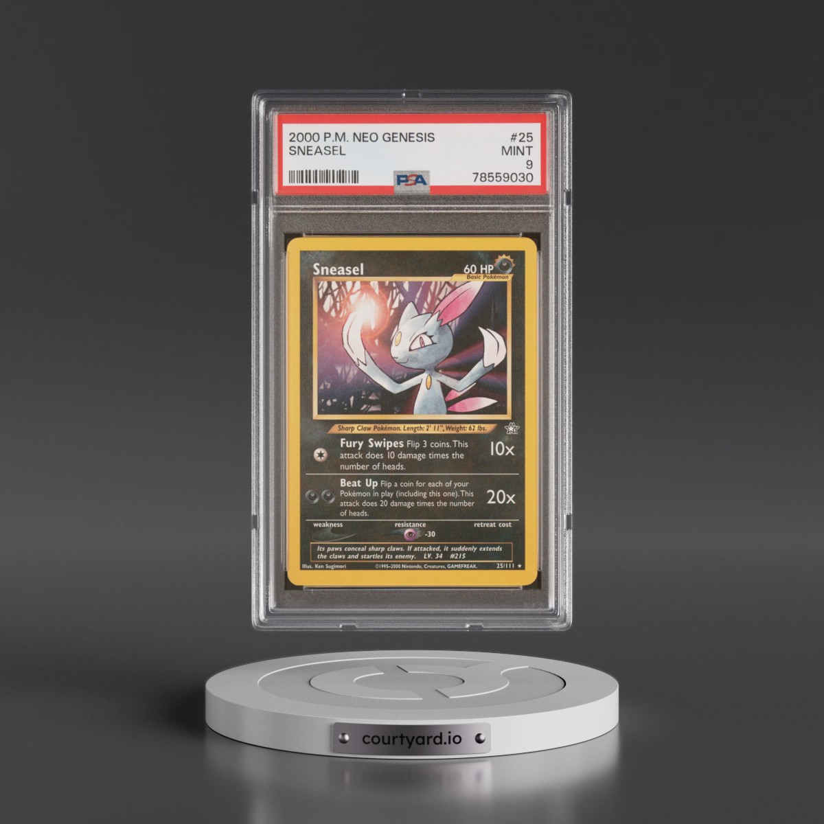 2000 Pokémon Neo Genesis #25 Sneasel (PSA 9 MINT)