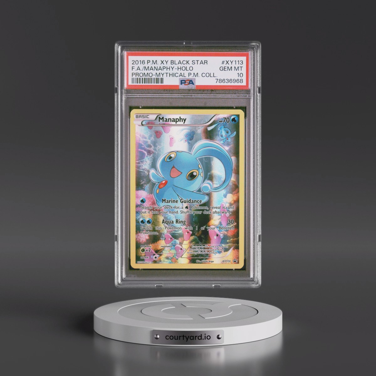 2016 Pokémon XY Black Star Promo #XY113 Manaphy - Full Art Mythical Pokemon Collection (PSA 10 GEM MINT)
