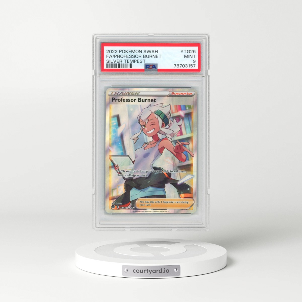 2022 Pokémon Sword & Shield Silver Tempest #TG26 Professor Burnet - Full Art (PSA 9 MINT)
