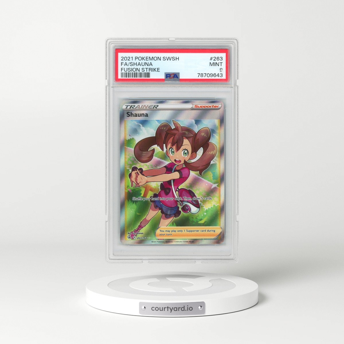 2021 Pokémon Sword & Shield Fusion Strike #263 Shauna - Full Art (PSA 9 MINT)
