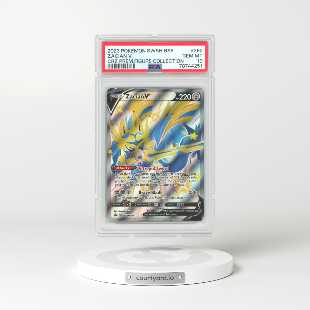 2023 Crown Zenith #292 Zacian V - Full Art Holo (PSA 10 GEM MINT)