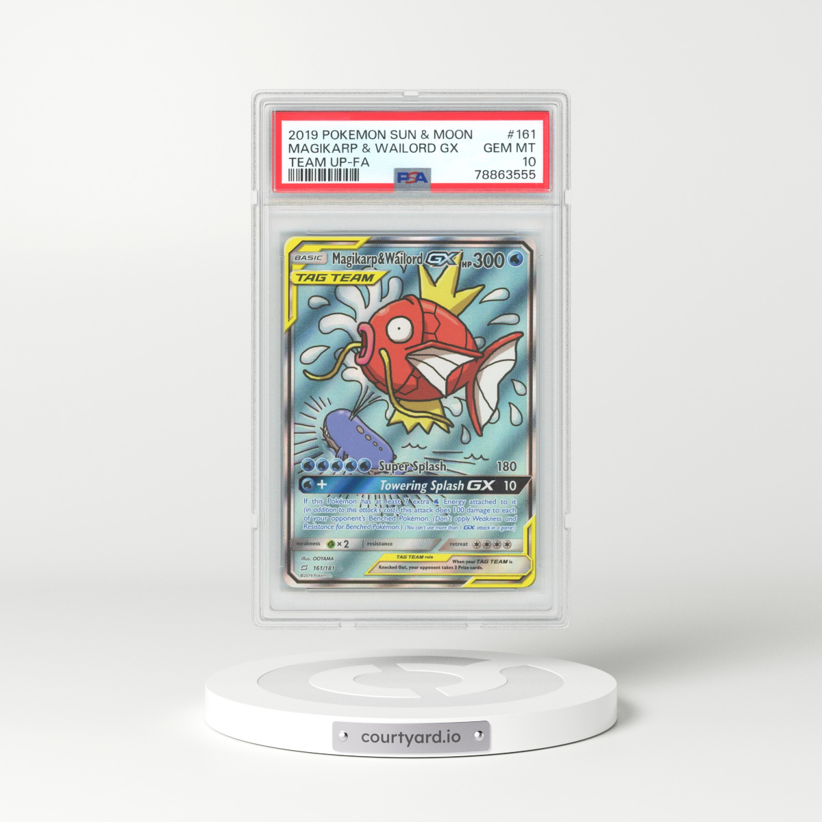 2019 Team Up #161 Magikarp & Wailord GX - Full Art Holo (PSA 10 GEM MINT)