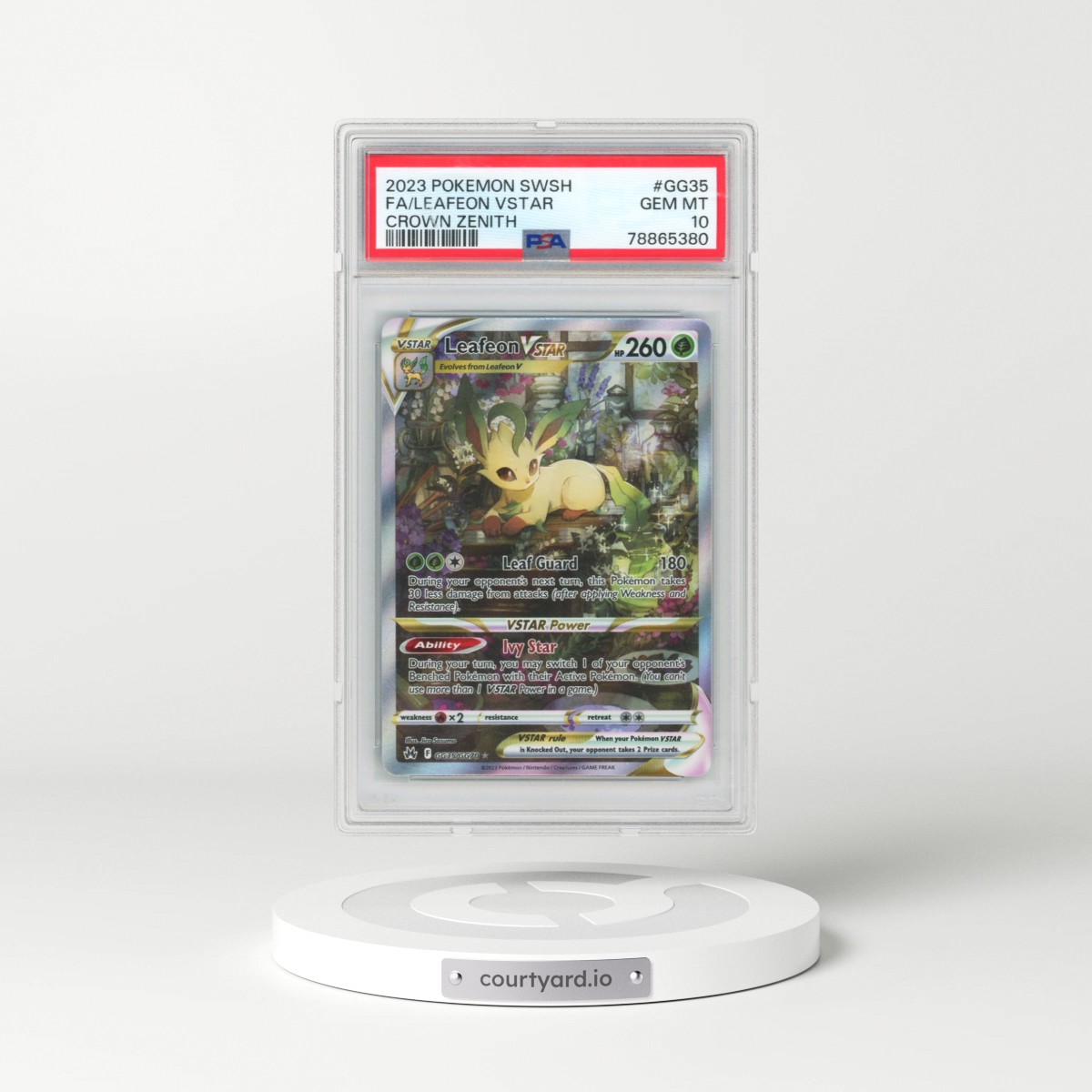 2023 Pokémon Sword and Shield Crown Zenith #GG35 Leafeon Vstar - Full Art (PSA 10 GEM MINT)