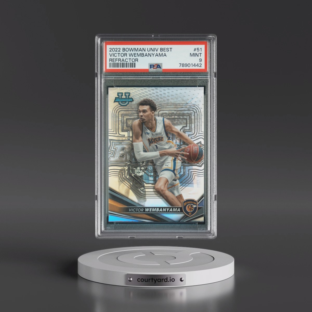 2022 Bowman University Best #51 Victor Wembanyama - Refractor (PSA 9 MINT)