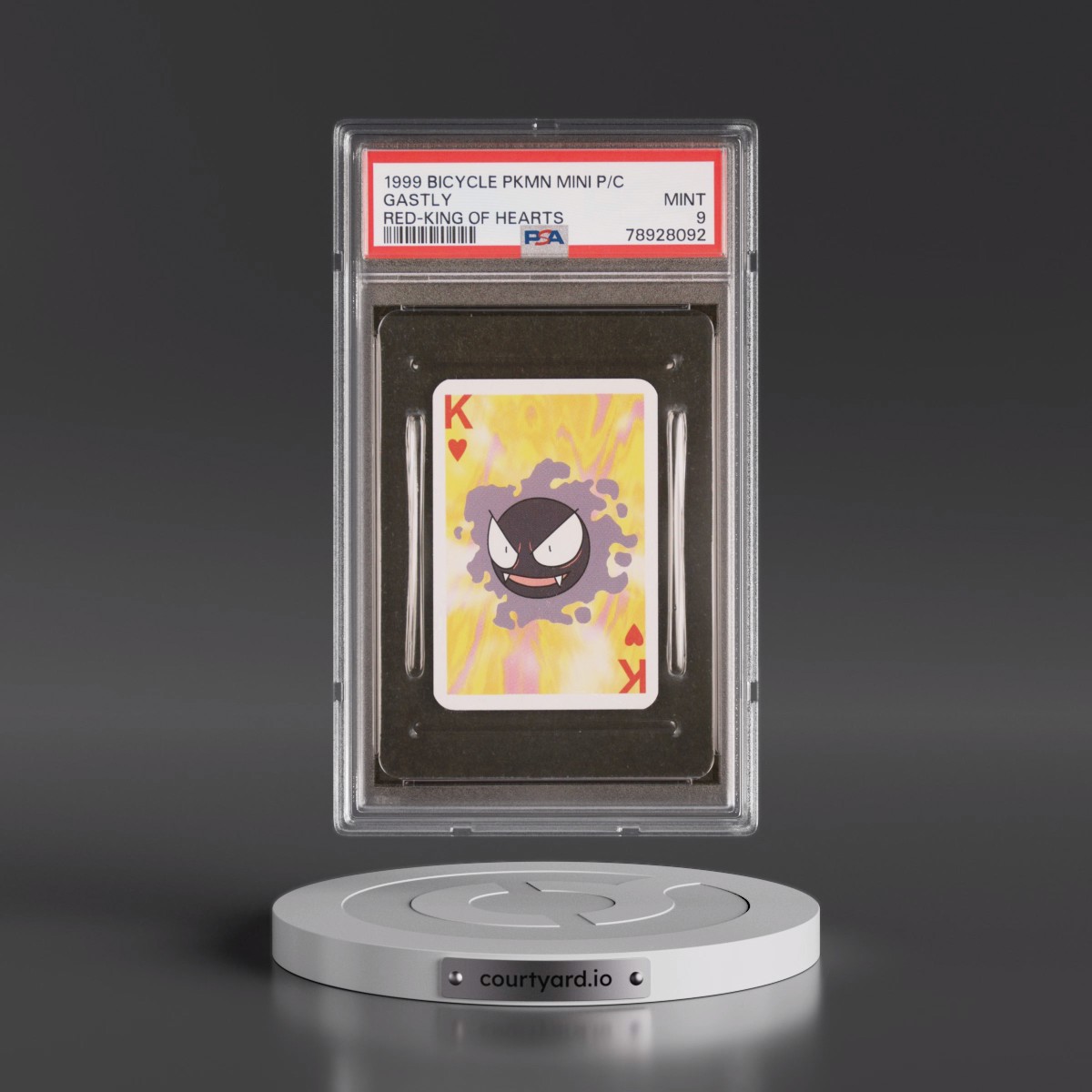 1999 Bicycle Pokémon Mini Playing Cards Red Deck Gastly - King of Hearts (PSA 9 MINT)
