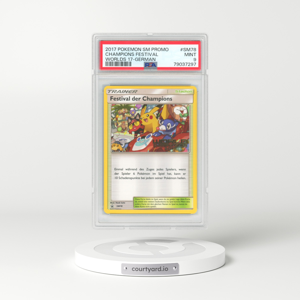 2017 German Sun & Moon Promos #SM78 Champions Festival - Worlds 17 - German (PSA 9 MINT)