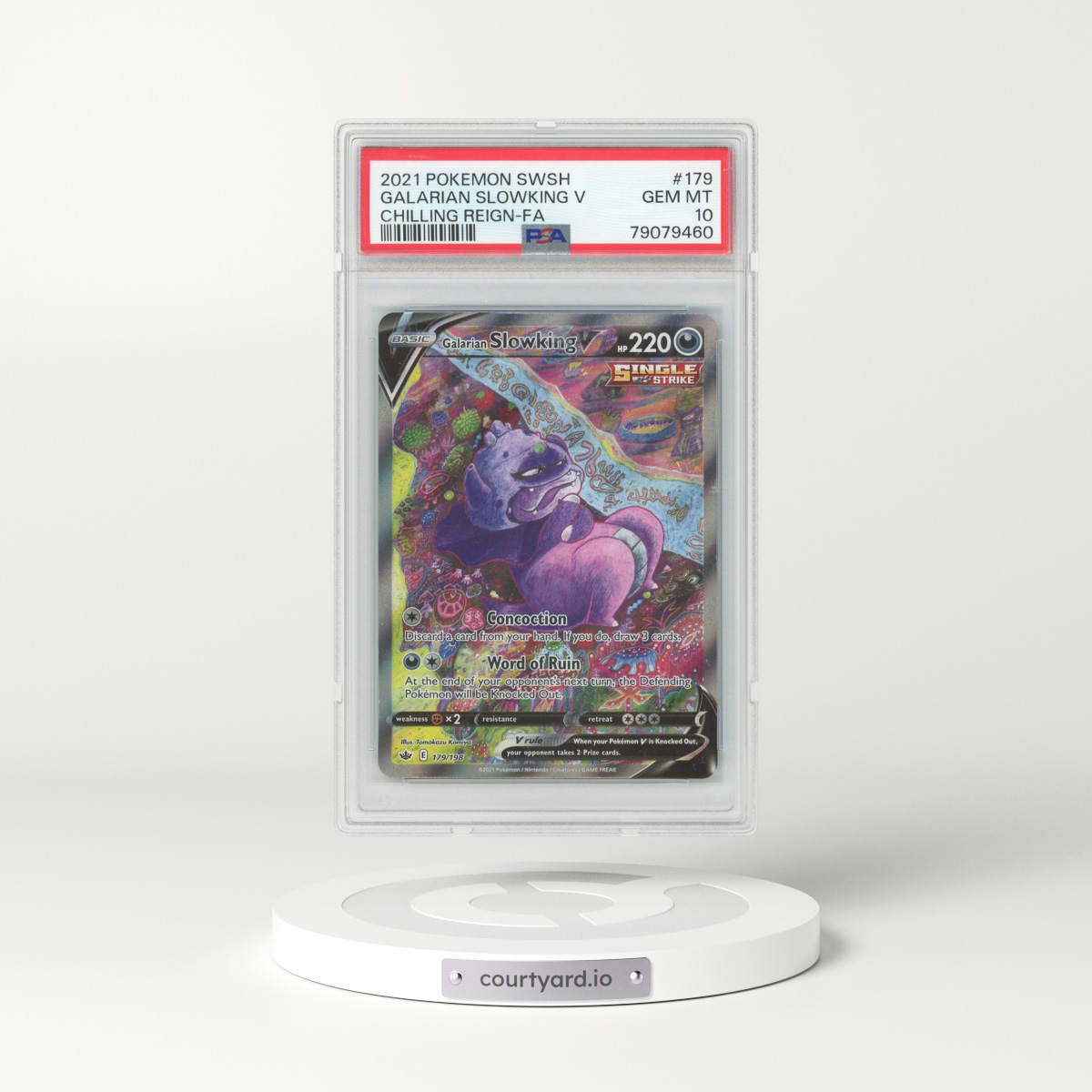2021 Chilling Reign #179 Galarian Slowking V - Full Art Holo (PSA 10 GEM MINT)