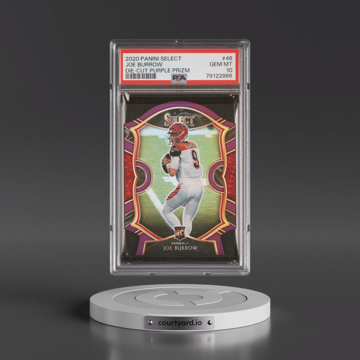 2020 Panini Select #46 Joe Burrow - Die-Cut Purple Prizm (PSA 10 GEM MINT)