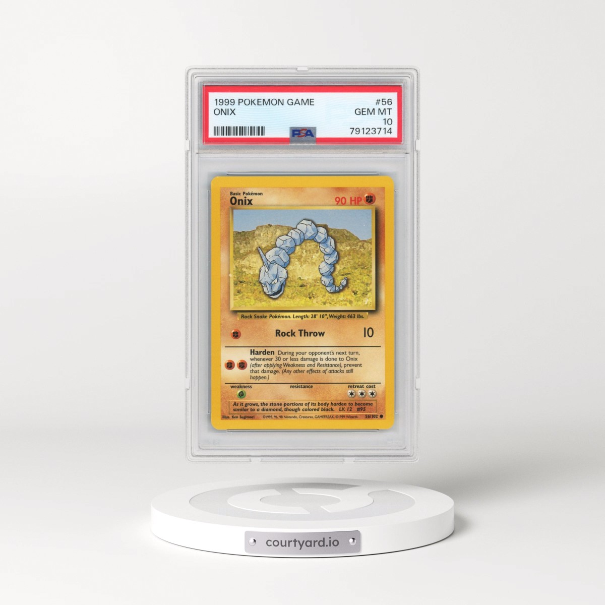 1999 Pokémon Game #56 Onix (PSA 10 GEM MINT)