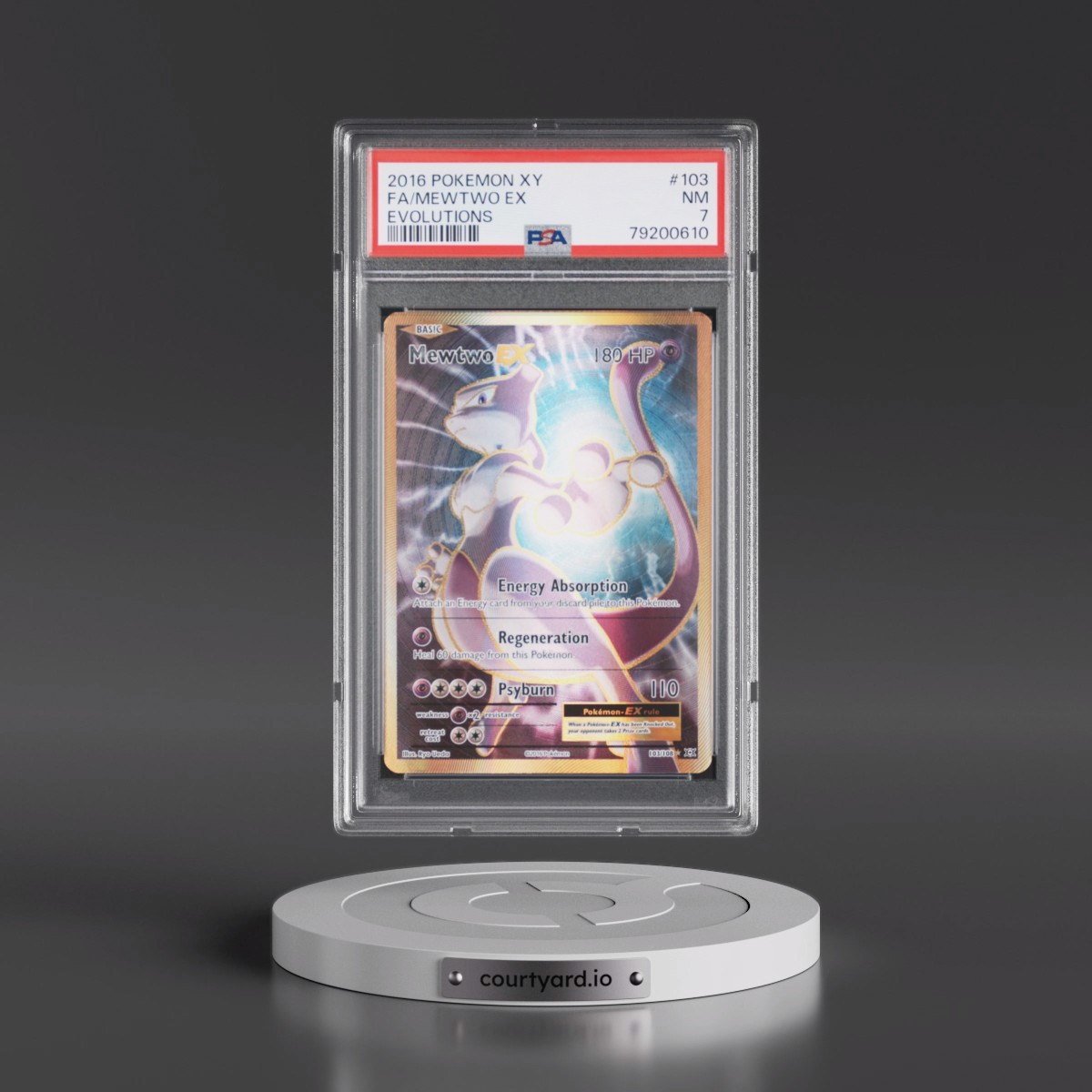 2016 Pokémon XY Evolutions #103 Mewtwo EX - Holo Full Art (PSA 7 NM)