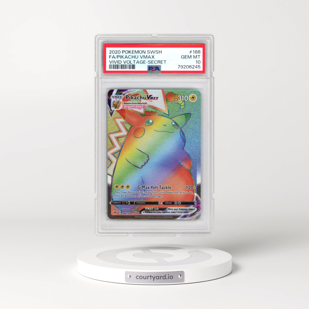 2020 Pokémon Sword & Shield Vivid Voltage #188 Pikachu Vmax - Full Art Secret (PSA 10 GEM MINT)