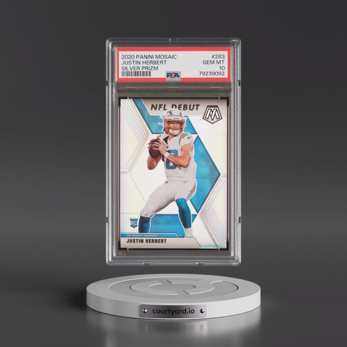 2020 Panini Mosaic #263 Justin Herbert - Silver Prizm (PSA 10 GEM MINT)