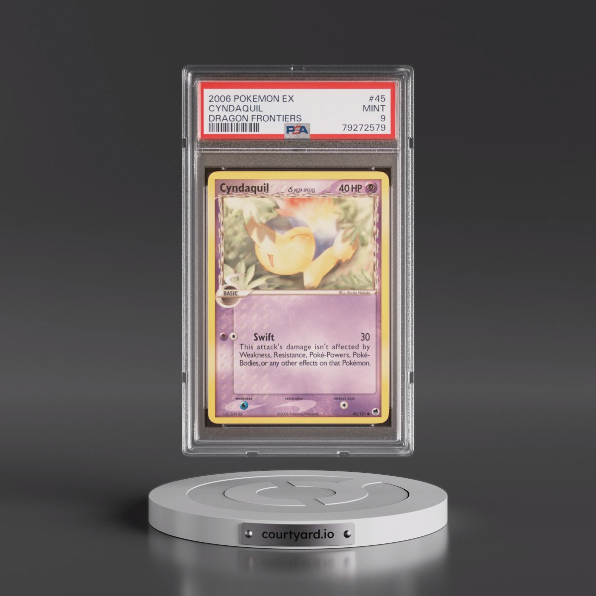 2006 Pokémon EX Dragon Frontiers #45 Cyndaquil (PSA 9 MINT)