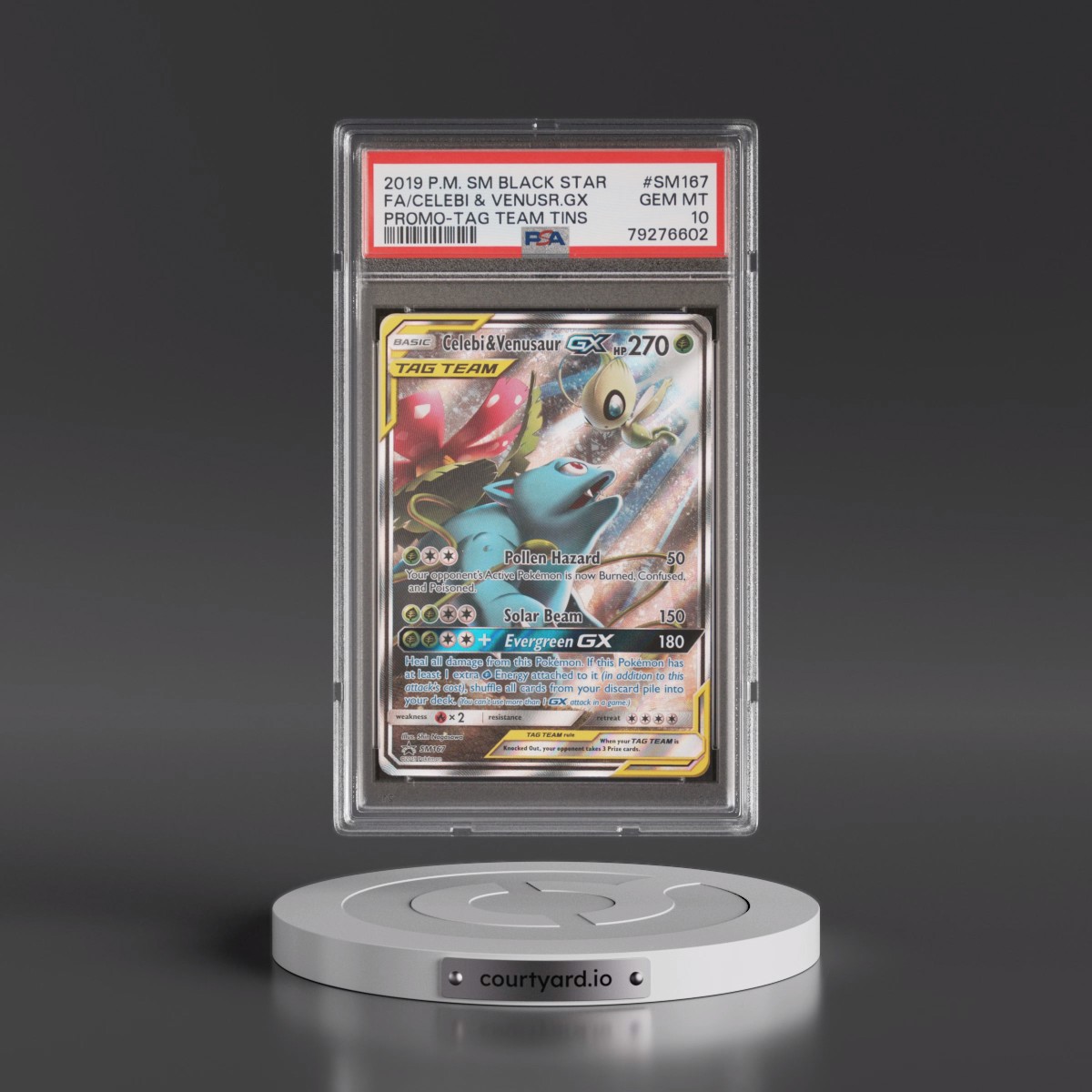 2019 Pokémon SM Black Star Promo #SM167 Celebi & Venusaur GX - Holo Full Art Tag Team Tins (PSA 10 GEM MINT)