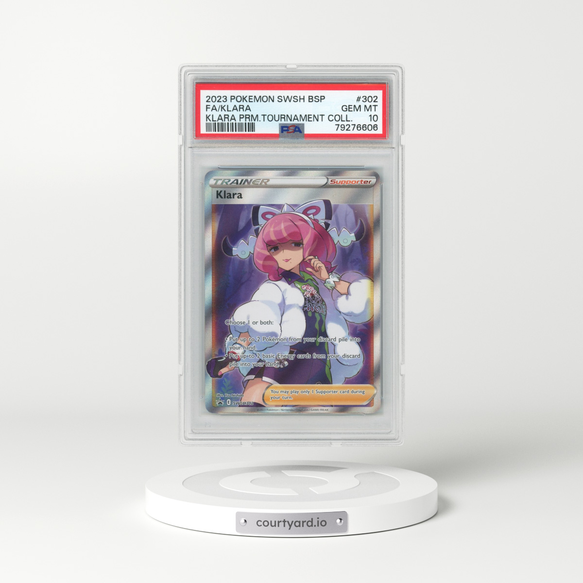 2023 Pokémon Swsh Black Star Promo #302 Klara - Full Art Klara Premium Tournament Collection (PSA 10 GEM MINT)