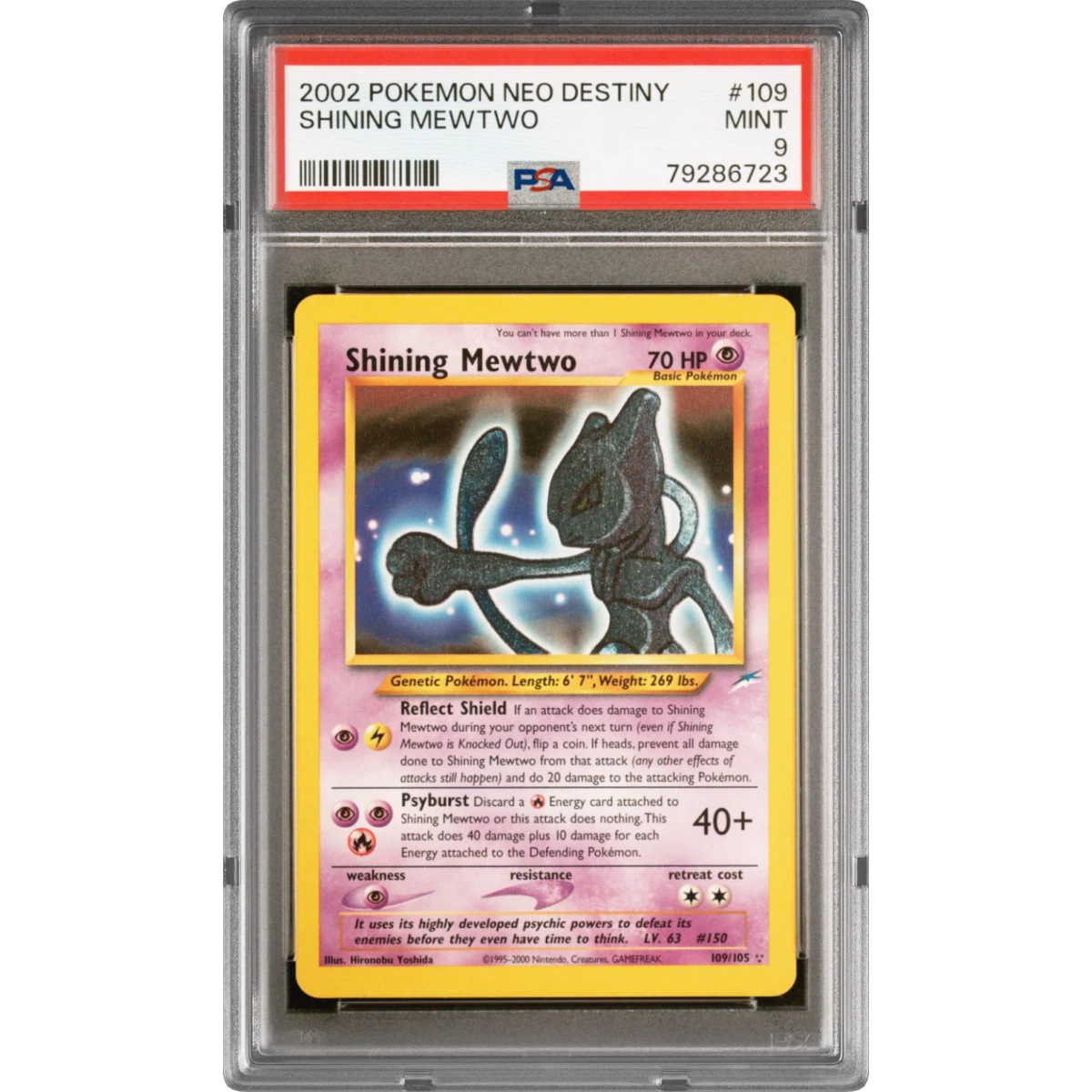 2002 Pokémon Neo Destiny #109 Shining Mewtwo - Holo (PSA 9 MINT)