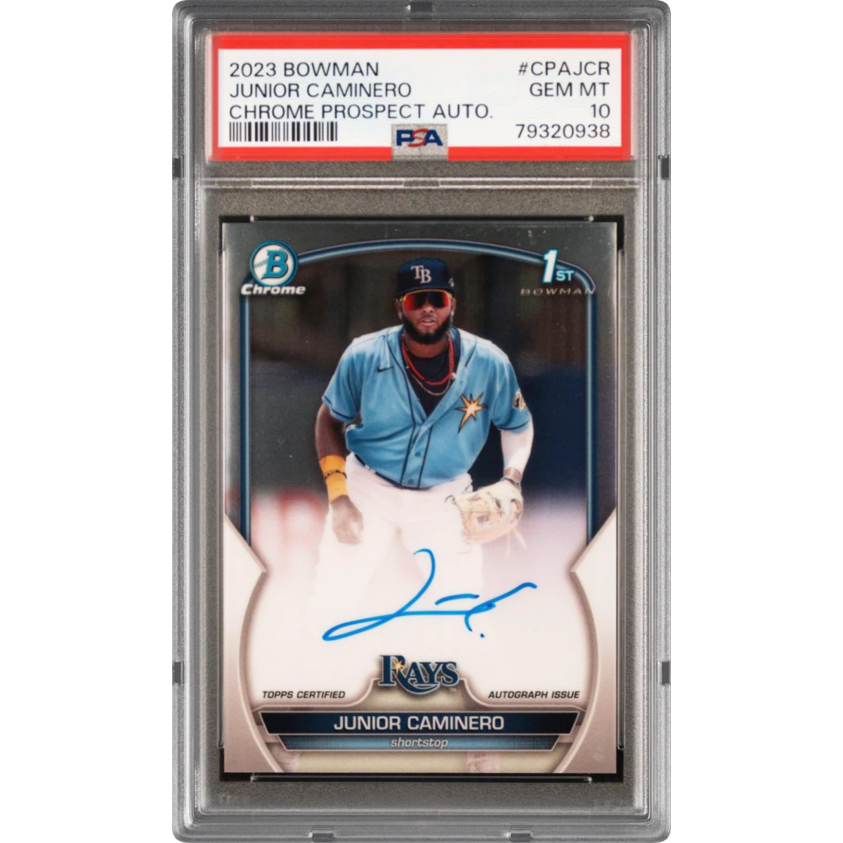 2023 Bowman Chrome Prospect Autographs #CPAJCR Junior Caminero (PSA 10 GEM MINT)
