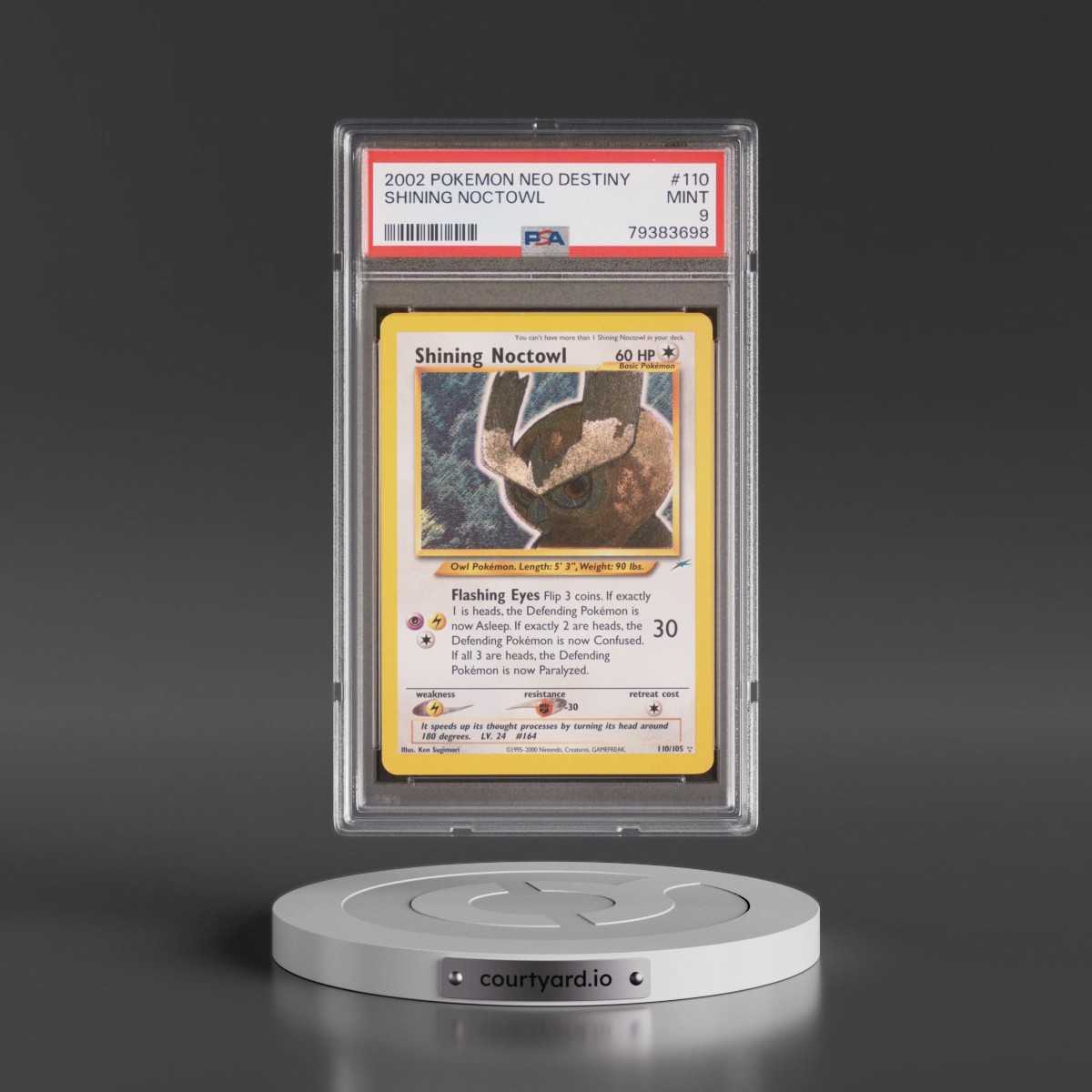 2002 Pokémon Neo Destiny #110 Shining Noctowl - Holo (PSA 9 MINT)