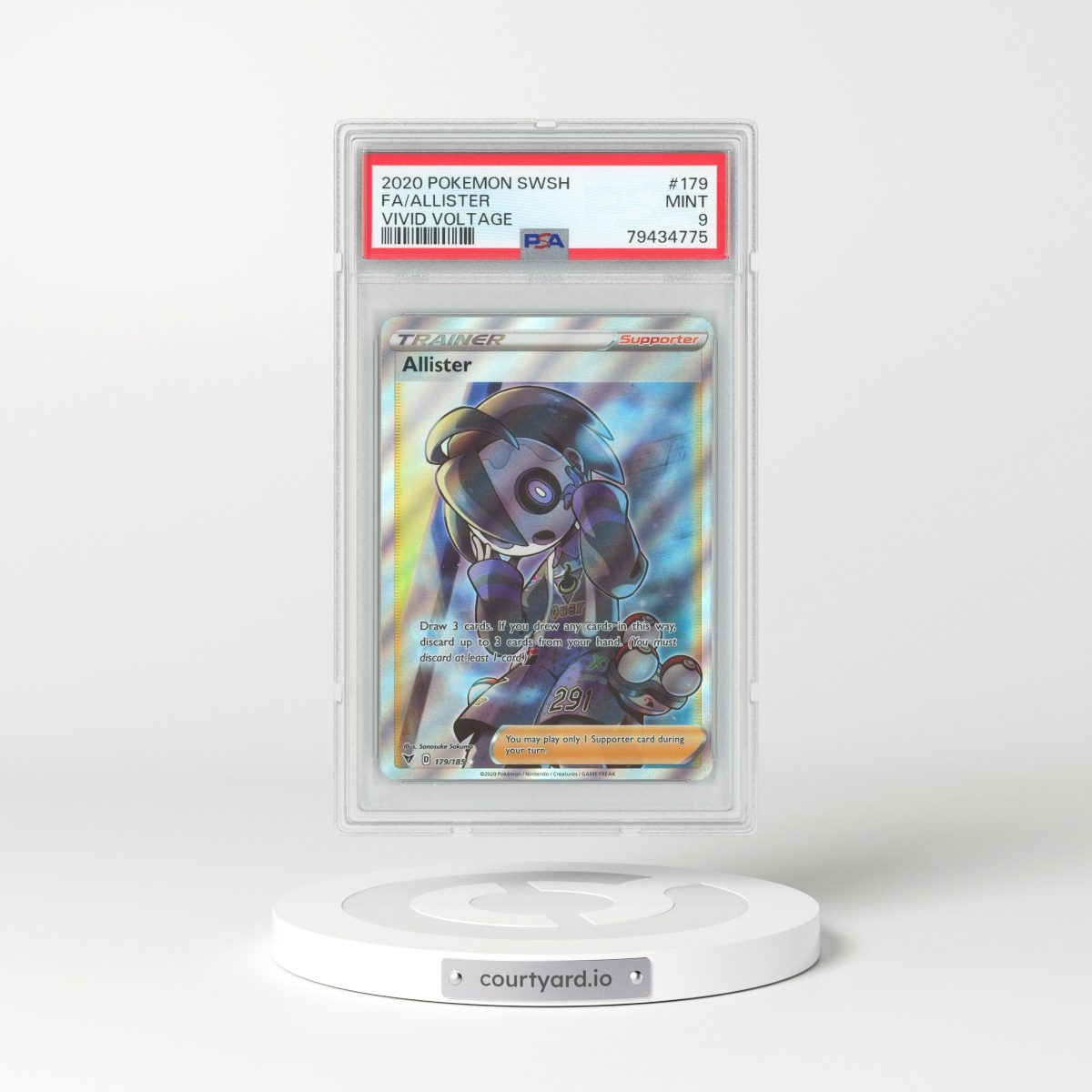 2020 Vivid Voltage #179 Allister - Full Art Holo (PSA 9 MINT)