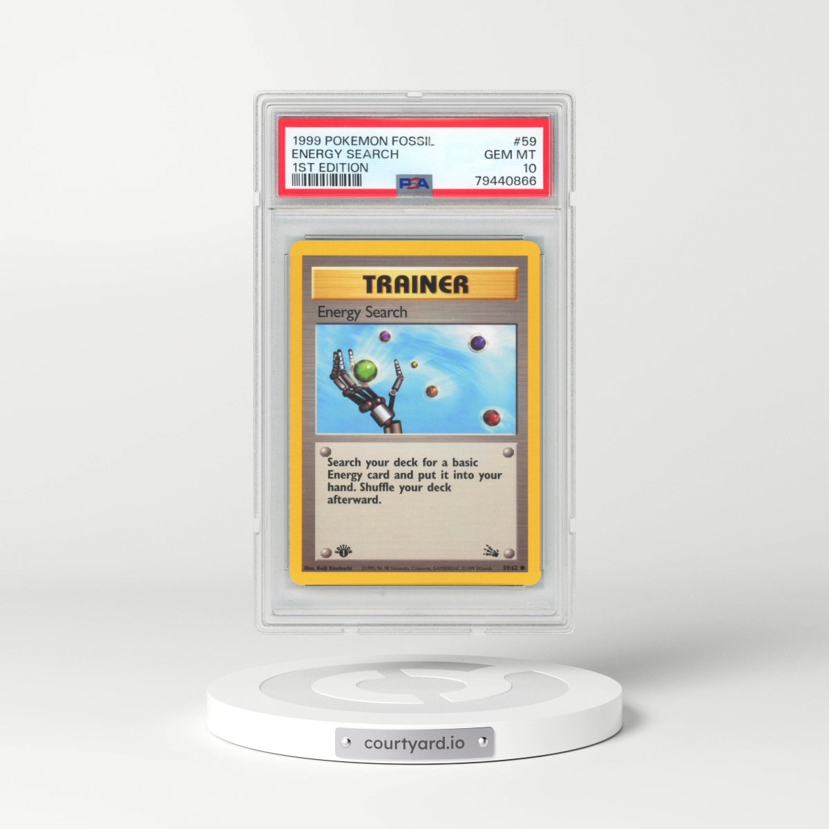 1999 Pokémon Fossil #59 Energy Search - 1st Edition (PSA 10 GEM MINT)