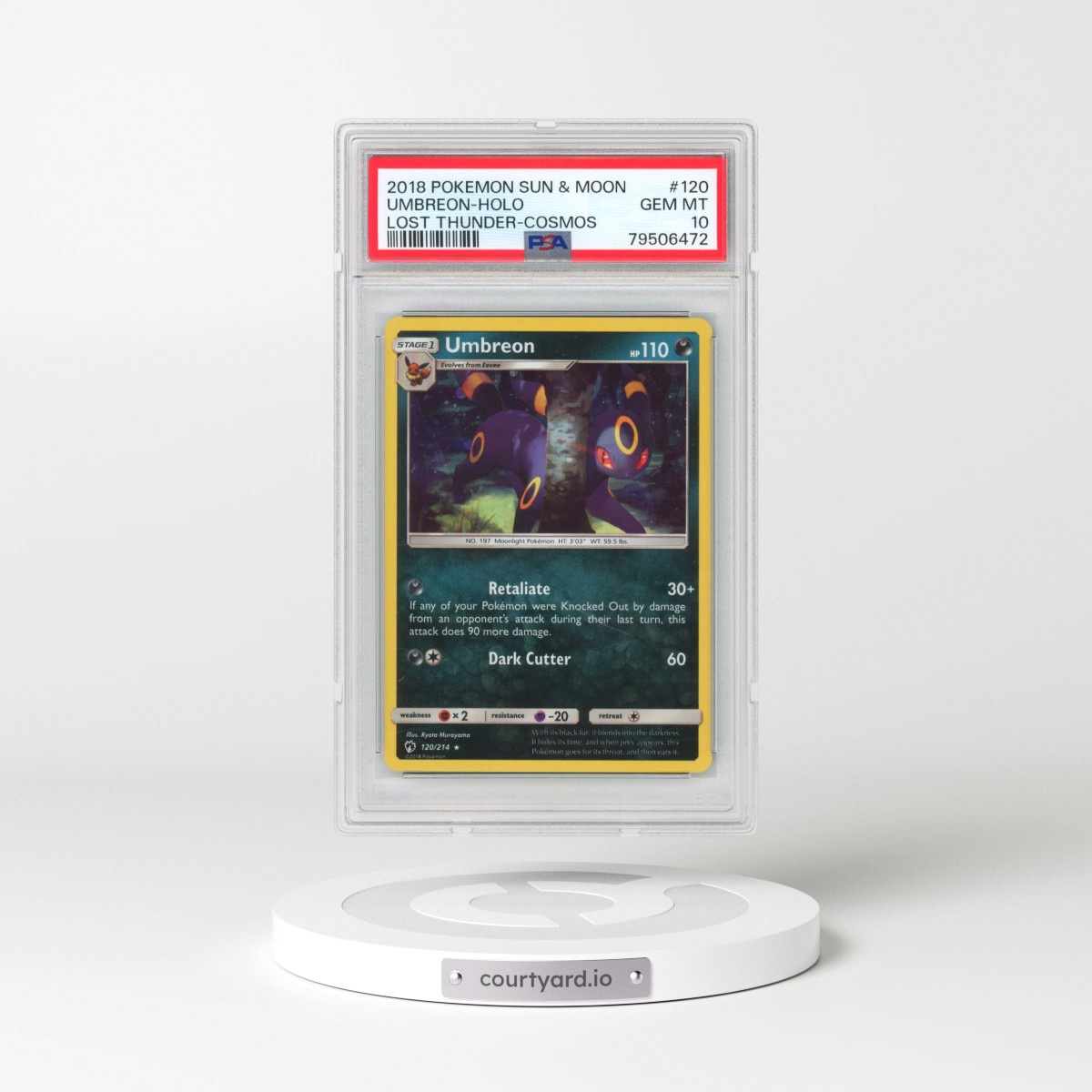 2018 Pokémon Sun & Moon Lost Thunder #120 Umbreon - Holo Cosmos (PSA 10 GEM MINT)