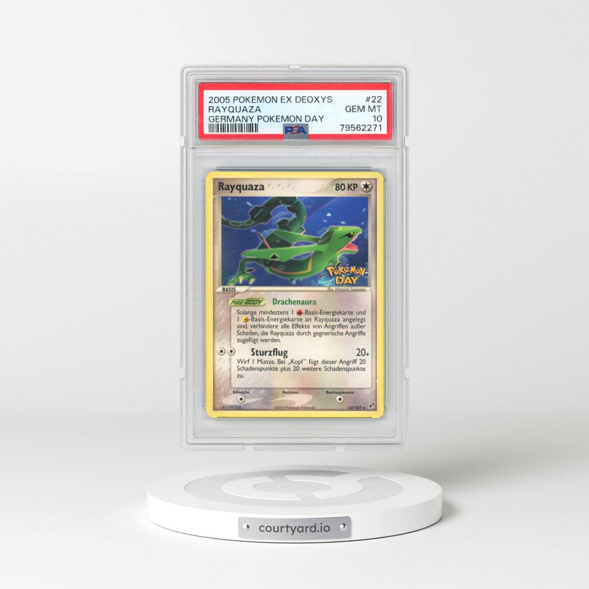 2005 Pokémon EX Deoxys #22 Rayquaza - y Pokemon Day 2005 (PSA 10 GEM MINT)
