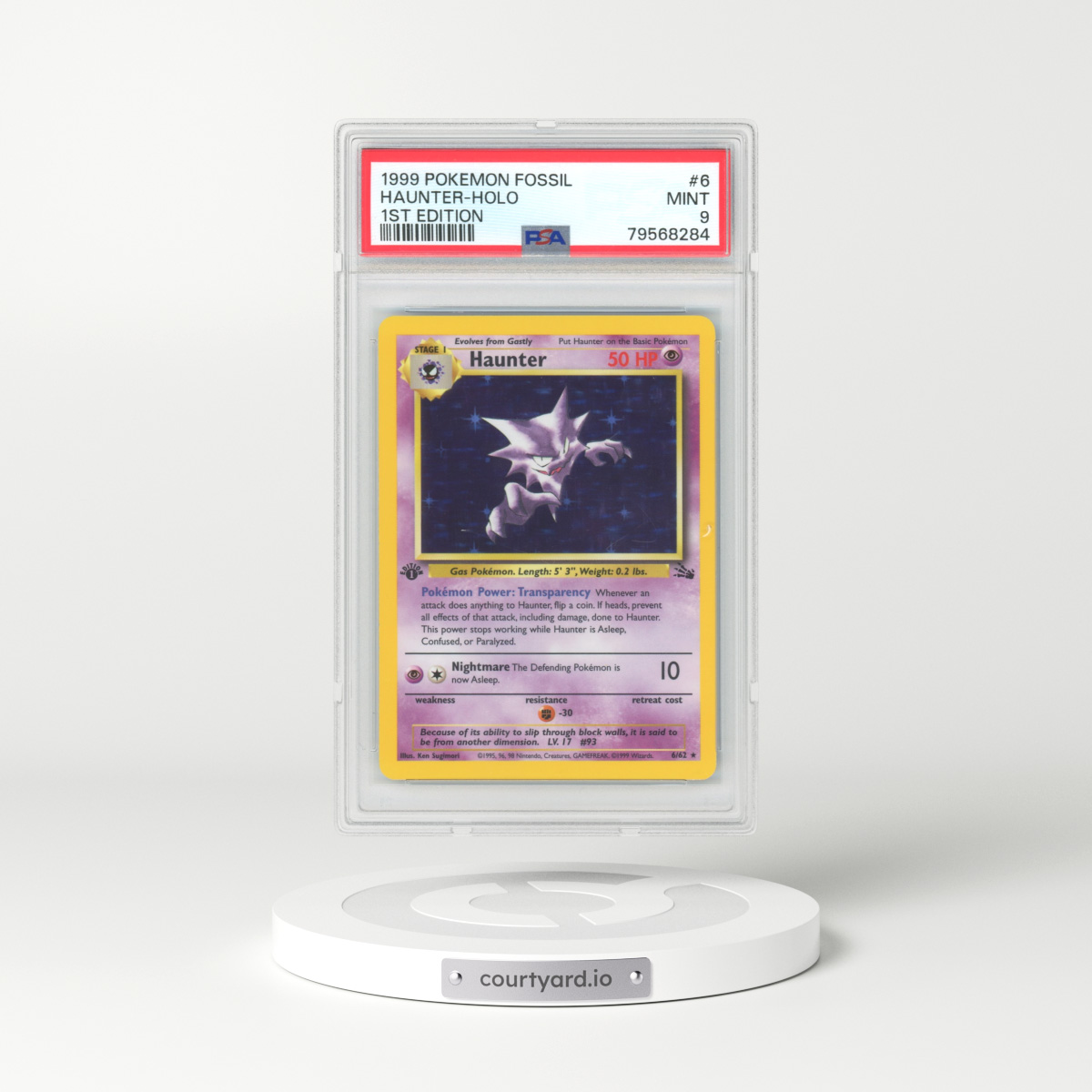 1999 Fossil #6 Haunter - 1st Edition Holo (PSA 9 MINT)
