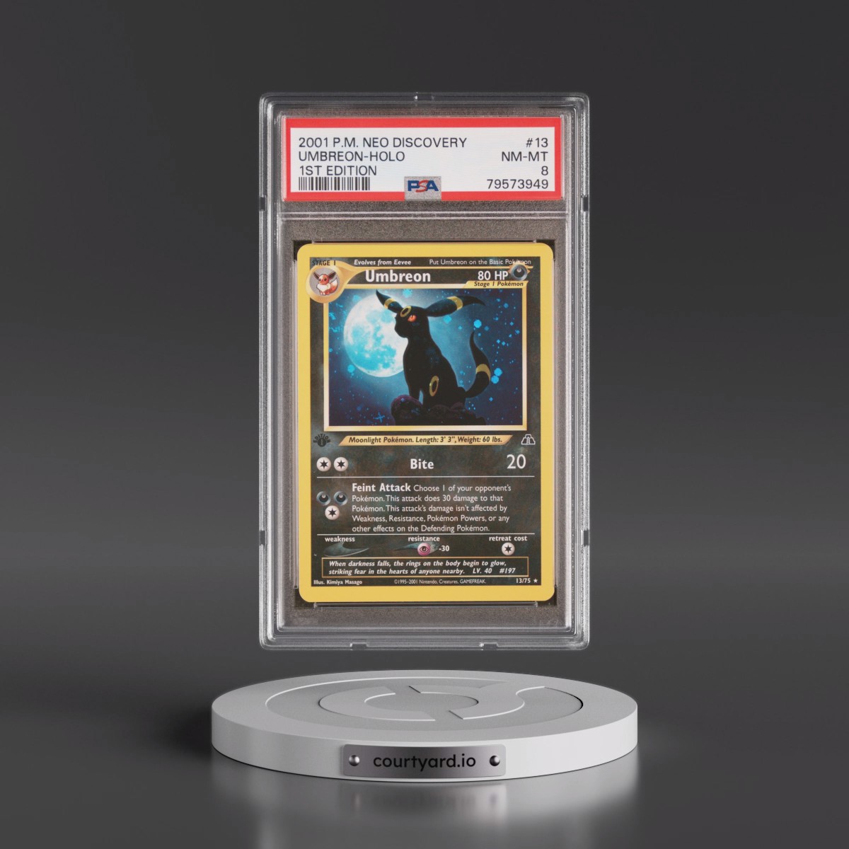 2001 Pokémon Neo Discovery #13 Umbreon - 1st Edition Holo (PSA 8 NM-MT)