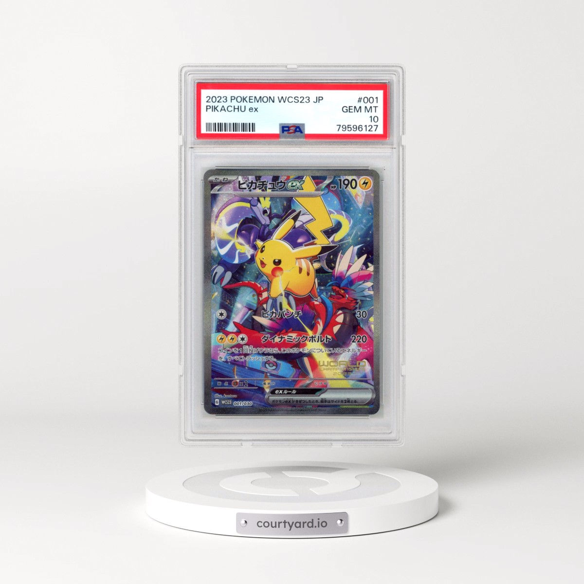2023 Pokémon WCS23-World Championships Yokohama Deck: Pikachu #001 Pikachu EX - Holo (PSA 10 GEM MINT)