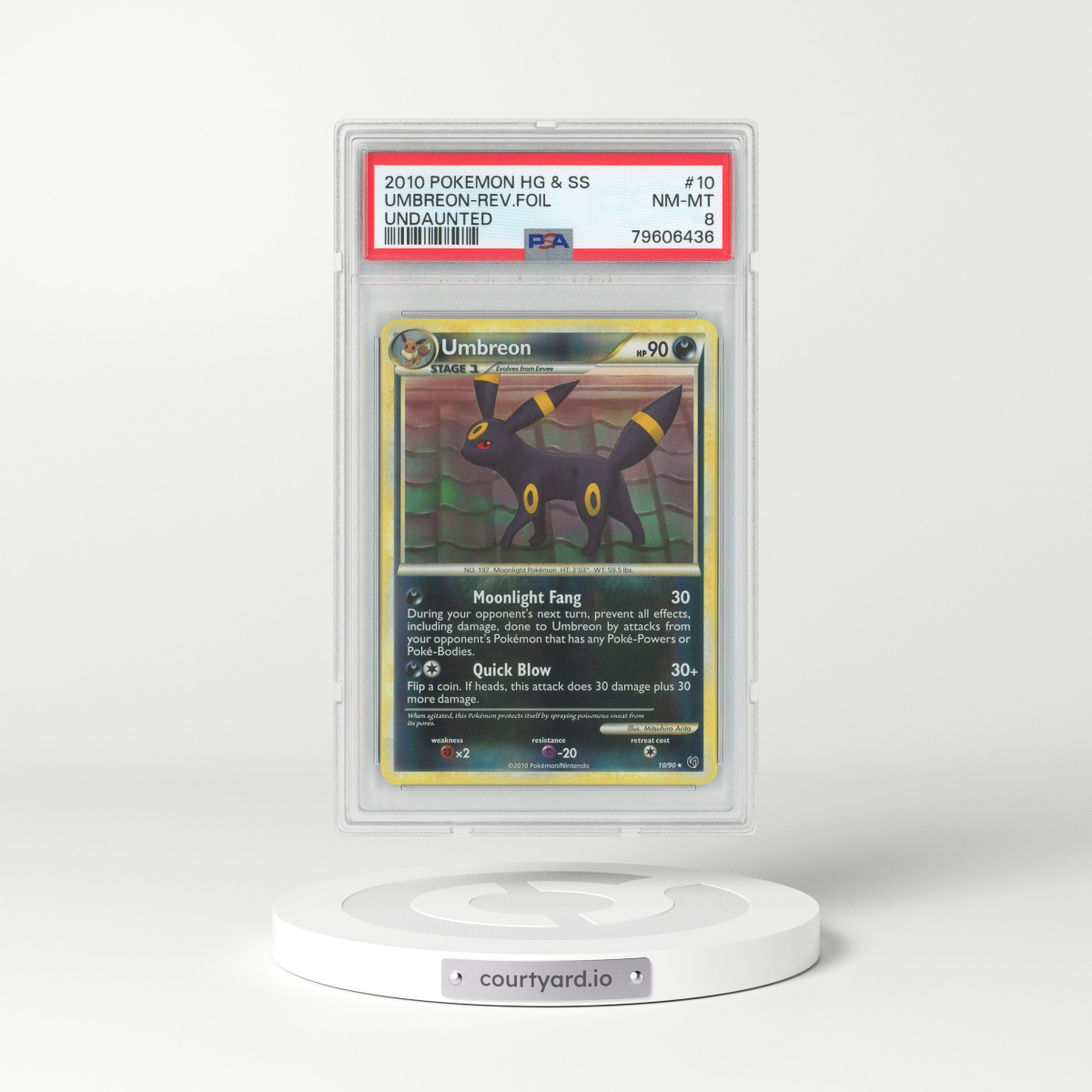 2010 HS Undaunted #10 Umbreon - Holo (PSA 8 NM-MT)