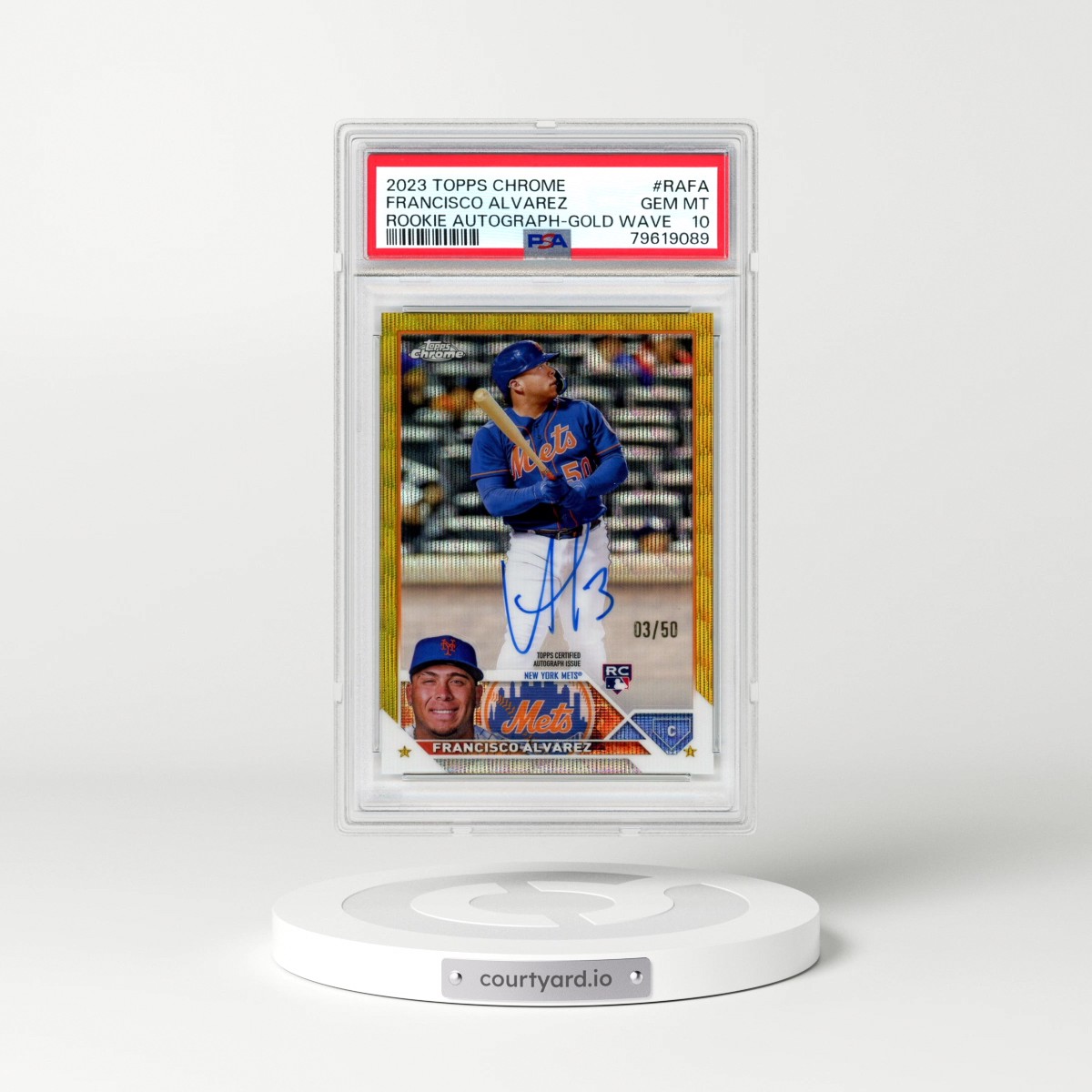 2023 Topps Chrome Rookie Autograph #RAFA Francisco Alvarez - Gold Wave Refractor (PSA 10 GEM MINT)