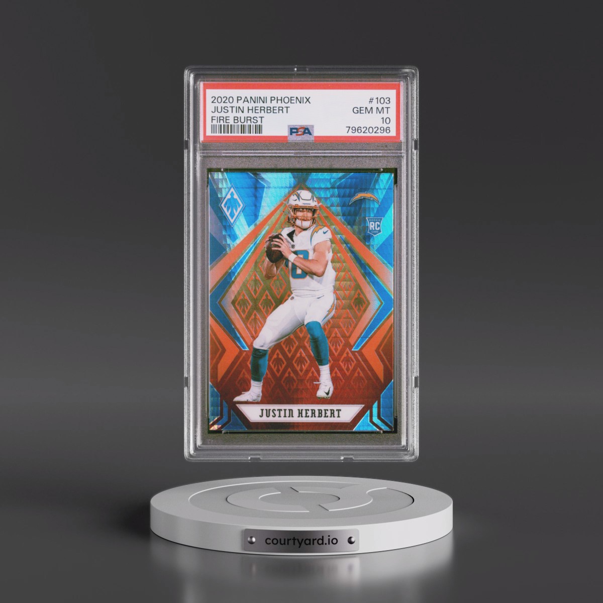 2020 Panini Phoenix #103 Justin Herbert - Fire Burst (PSA 10 GEM MINT)