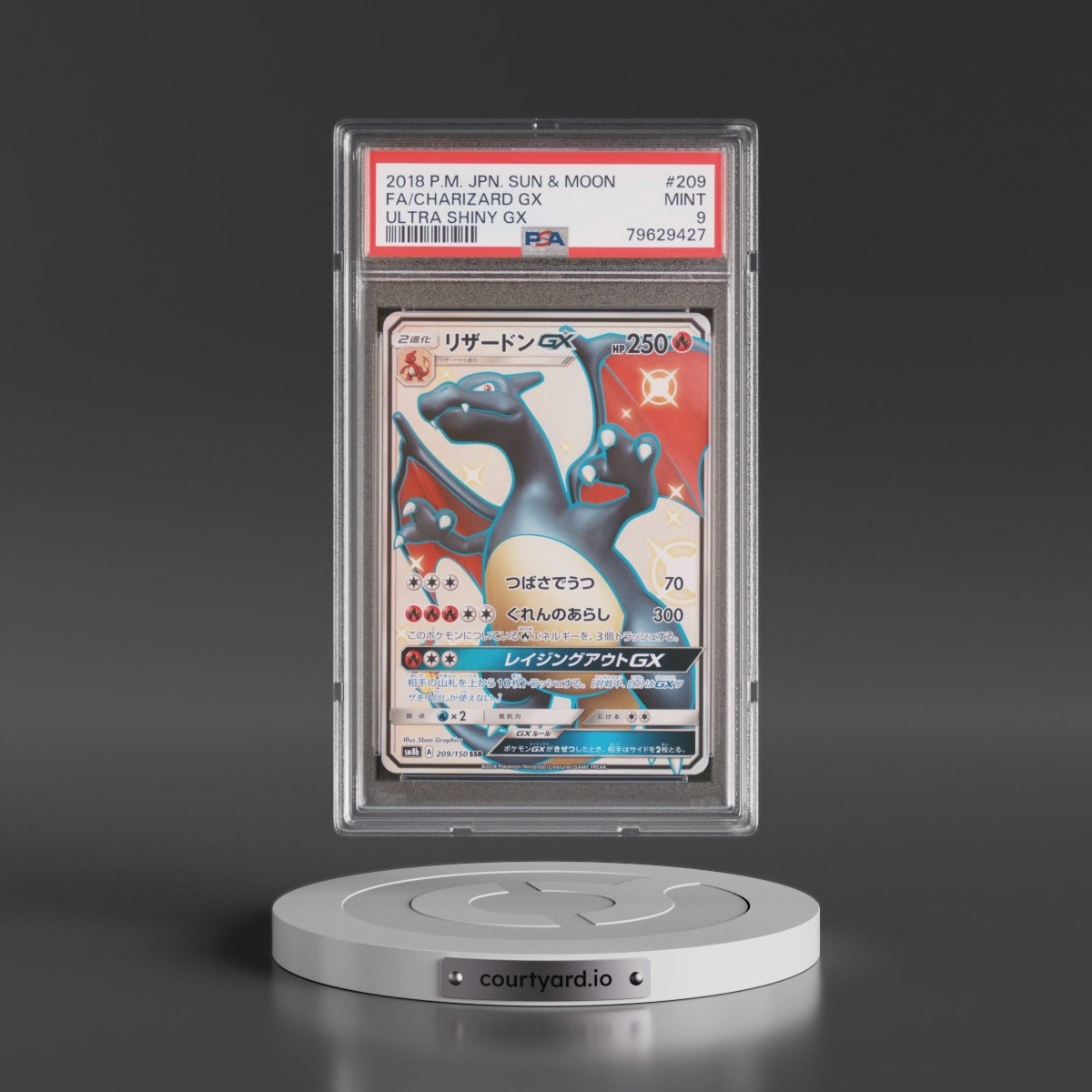 2018 Pokémon Sun & Moon Ultra Shiny GX #209 Charizard GX - Holo Full Art (PSA 9 MINT)