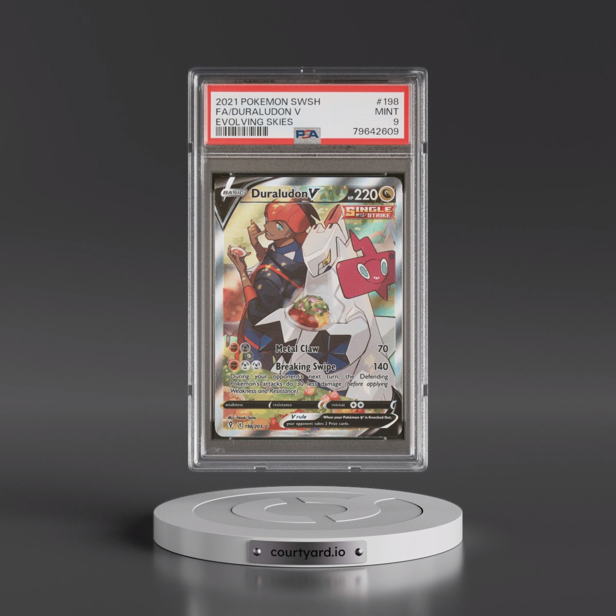 2021 Pokémon Sword & Shield Evolving Skies #198 Duraludon V - Holo Full Art (PSA 9 MINT)