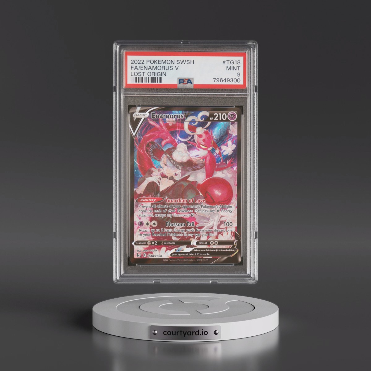 2022 Pokémon Sword & Shield Lost Origin #TG18 Enamorus V - Holo Full Art (PSA 9 MINT)