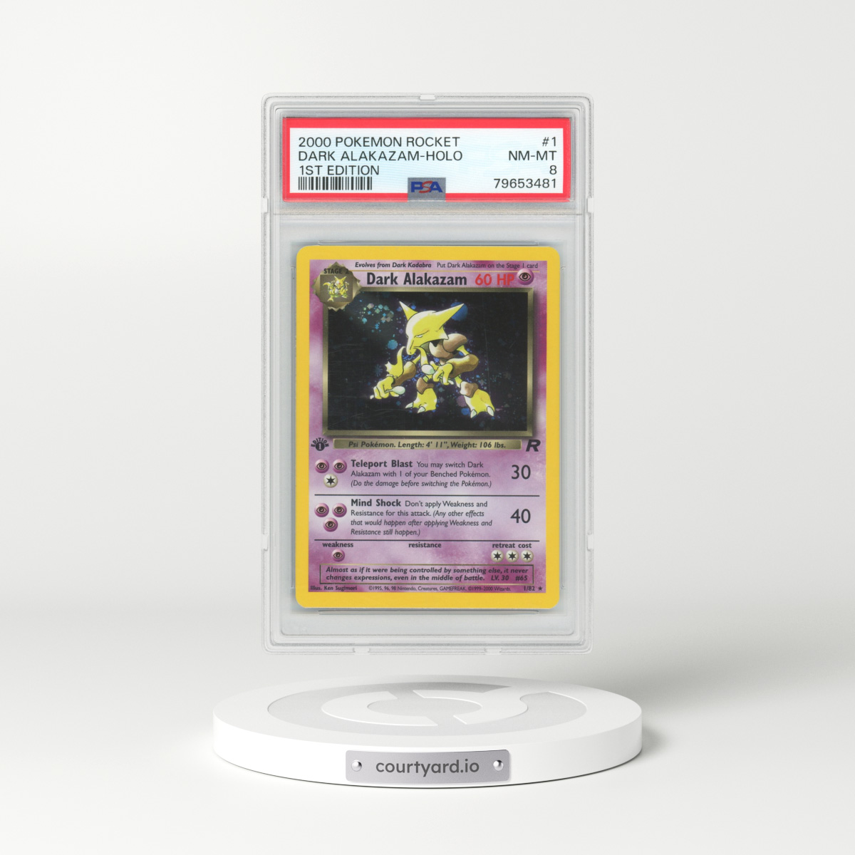 2000 Team Rocket #1 Dark Alakazam - 1st Edition Holo (PSA 8 NM-MT)