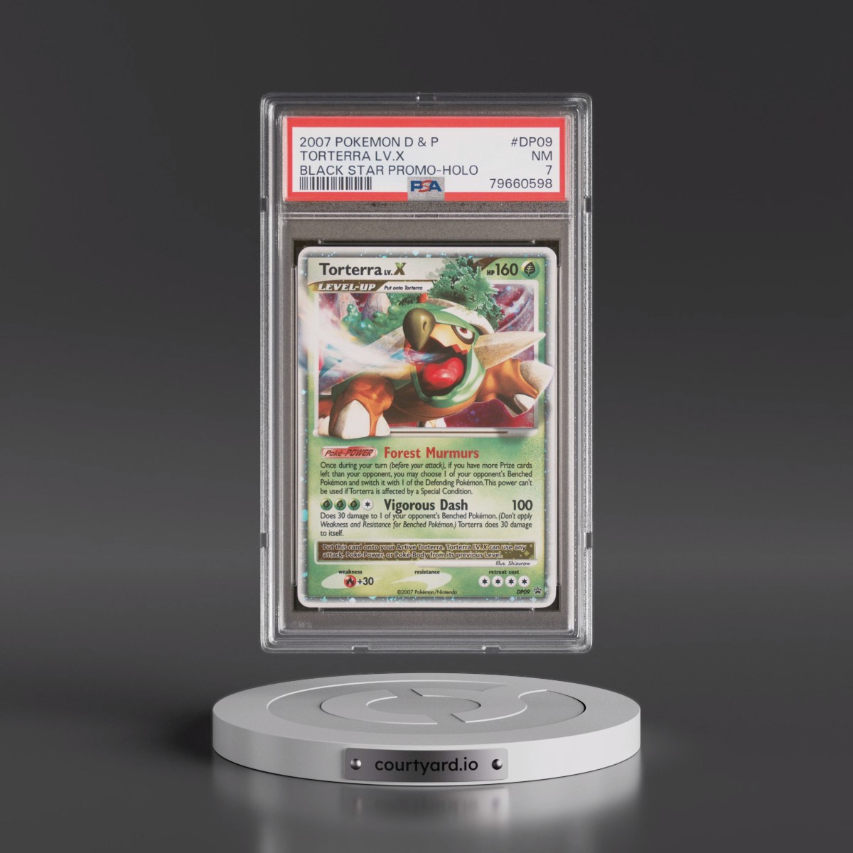 2007 Pokémon Diamond & Pearl Black Star Promo #DP09 Torterra LV.X - Holo (PSA 7 NM)