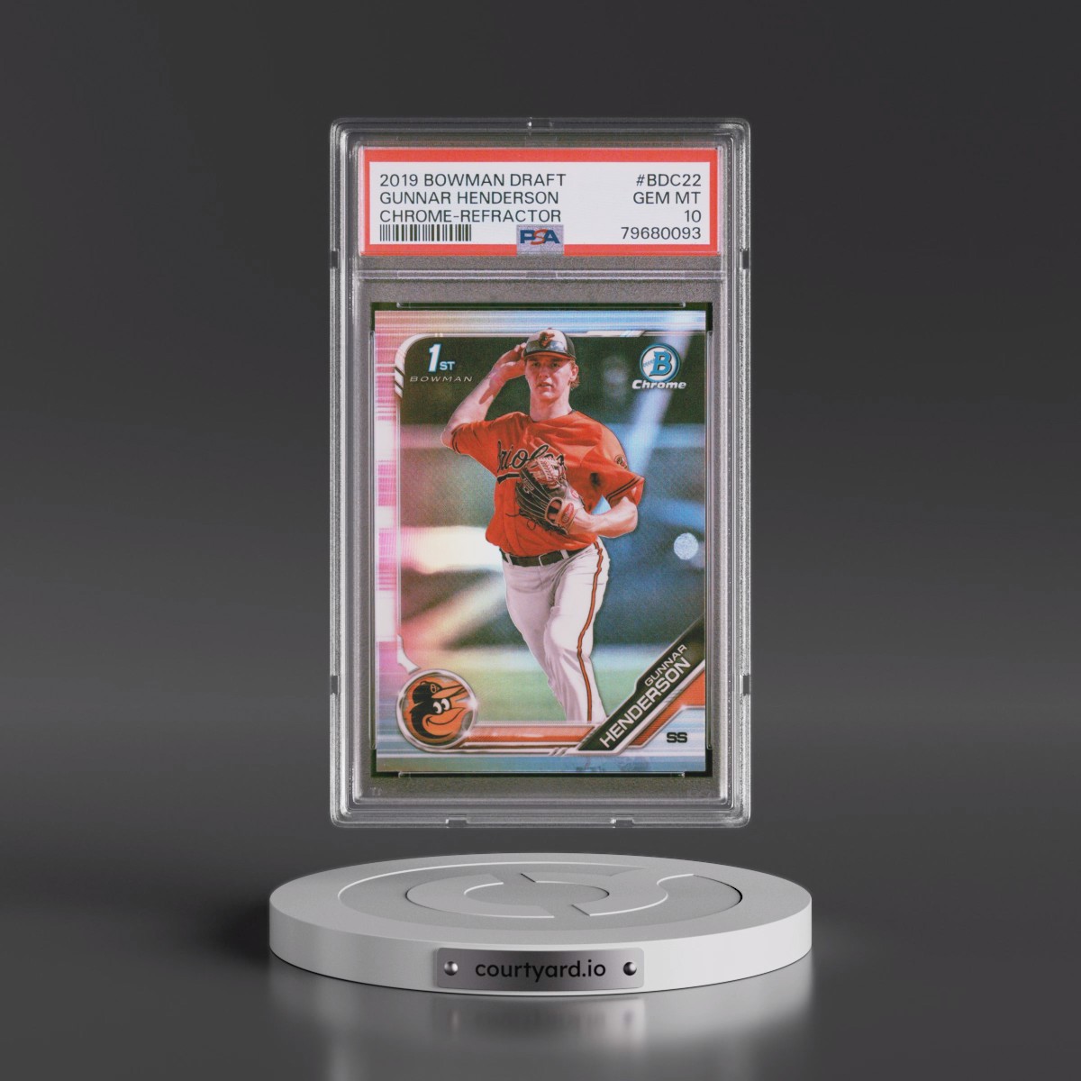 2019 Bowman Draft #BDC22 Gunnar Henderson - Chrome-Refractor (PSA 10 GEM MINT)