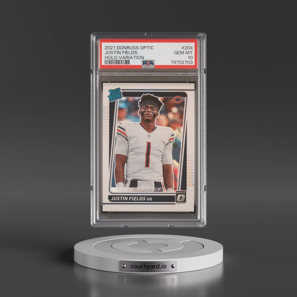 2021 Panini Donruss Optic #204 Justin Fields - Holo Variation (PSA 10 GEM MINT)