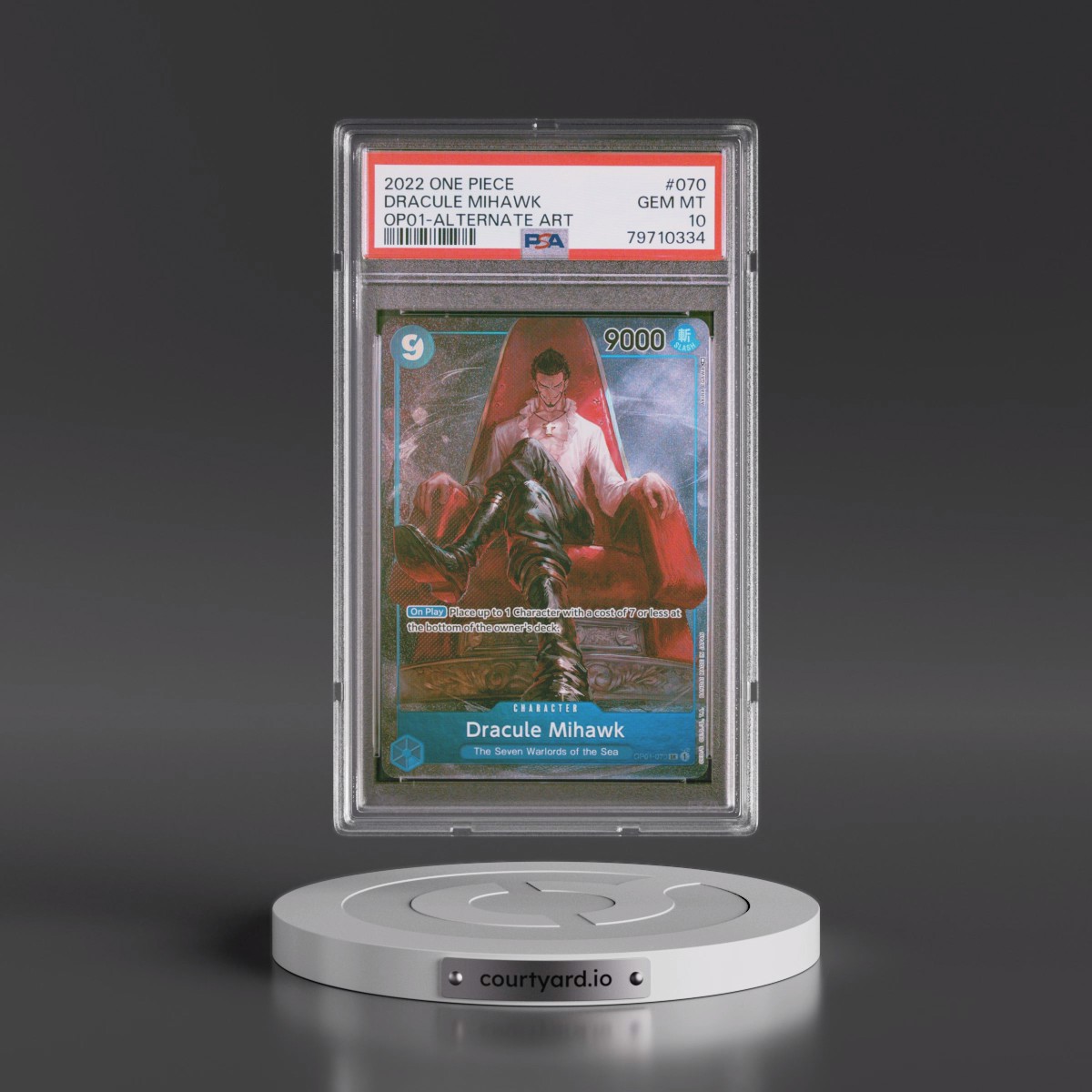 2022 One Piece OP01-Romance Dawn #070 Dracule Mihawk - Alternate Art (PSA 10 GEM MINT)