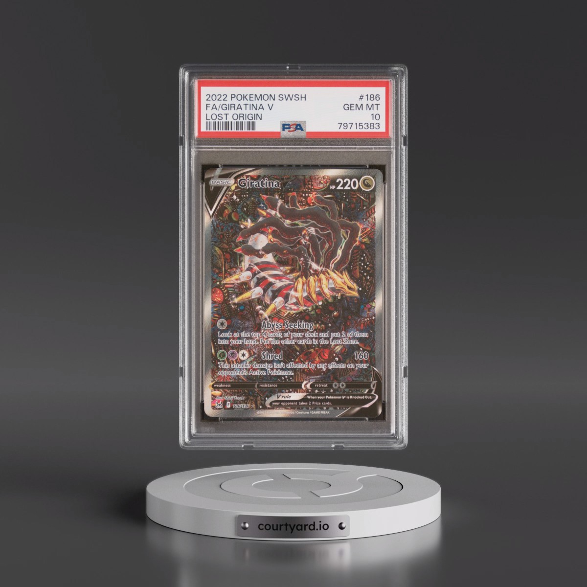 2022 Pokémon Sword & Shield Lost Origin #186 Giratina V - Holo Full Art (PSA 10 GEM MINT)