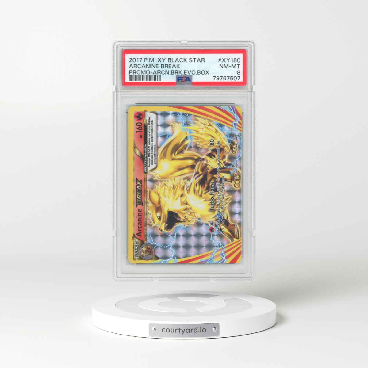 2017 Pokémon XY Black Star Promo #XY180 Arcanine Break - Arcanine Break Evolution Box (PSA 8 NM-MT)