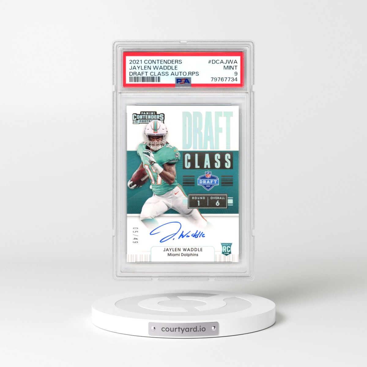 2021 Panini Contenders Draft Class Autographs Rps #DCAJWA Jaylen Waddle (PSA 9 MINT)
