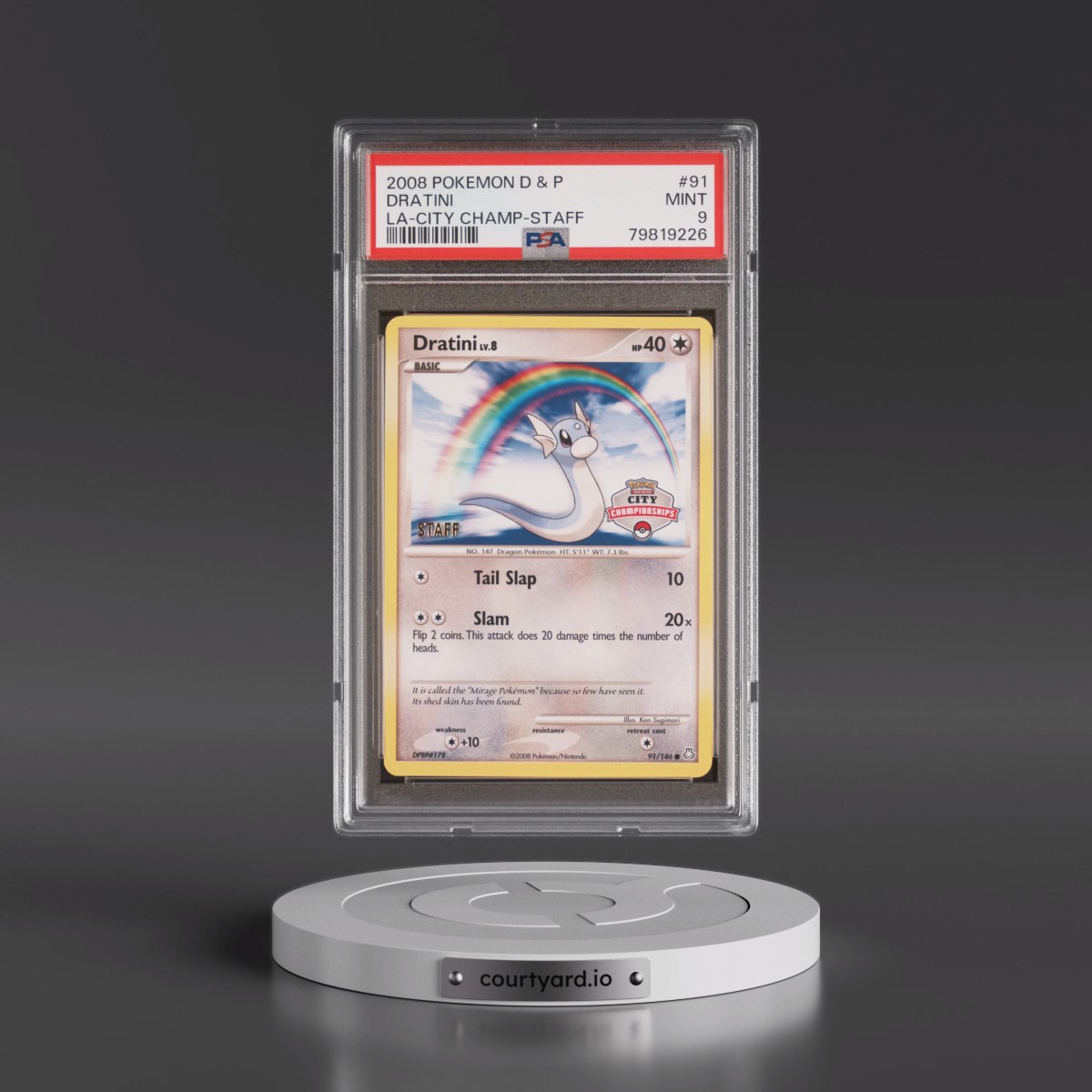 2008 Pokémon Diamond & Pearl Legends Awakened #91 Dratini - City Championships-Staff (PSA 9 MINT)