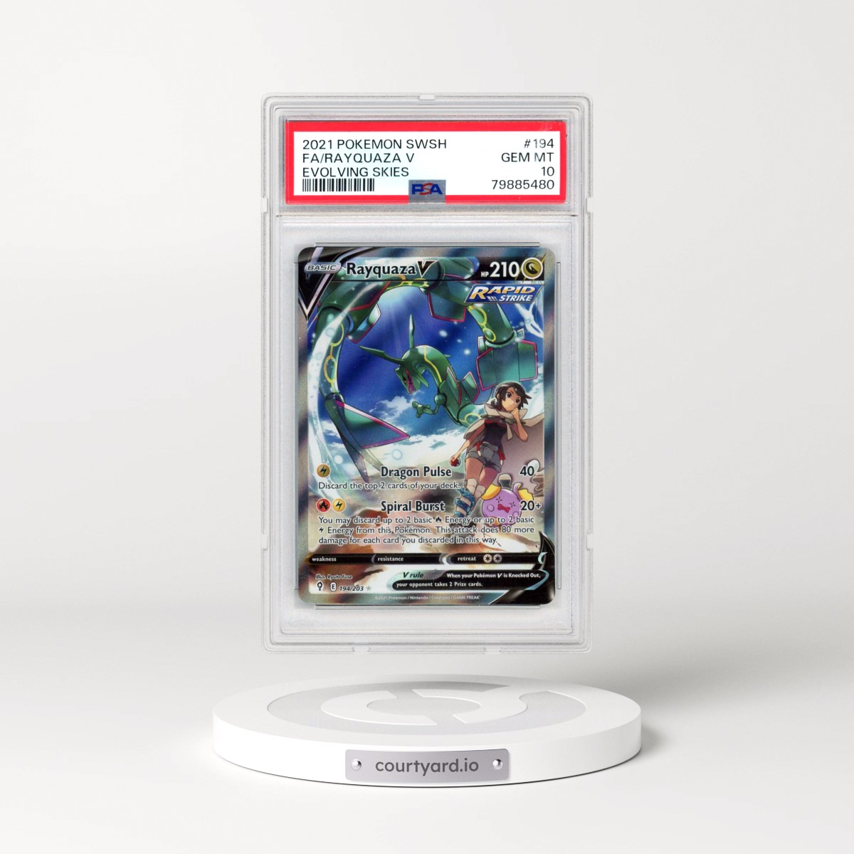2021 Pokémon Sword & Shield Evolving Skies #194 Rayquaza V - Holo Full Art (PSA 10 GEM MINT)